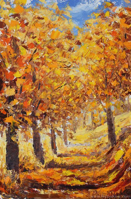 New Oil Painting Autumn Etude Artist Valery Rybakow Autumn Palette