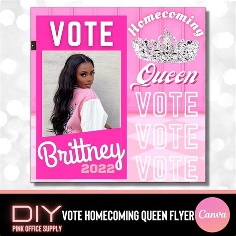 Vote Homecoming Queen Flyer Diy Voting Campaign Election Etsy