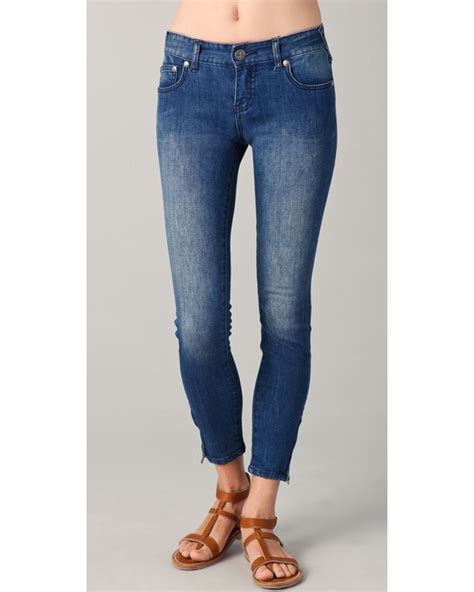 Free People Zipper Skinny Ankle Jeans In Blue Lyst