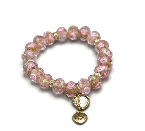 Betsey Johnson Princess Tzarina Faceted Crystal Bracelet Pink Floral