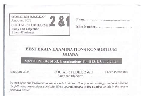 Download Best Brain July 2023 Social Studies Mock Questions And Marking