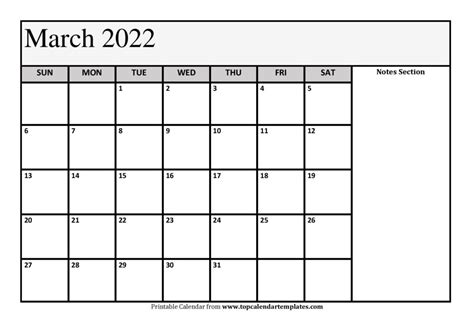 Printable March 2022 Calendar Template Pdf Word Excel