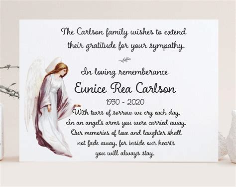 Buy Angel Thank You Cards For Funeral Choose Quantity And Colors A