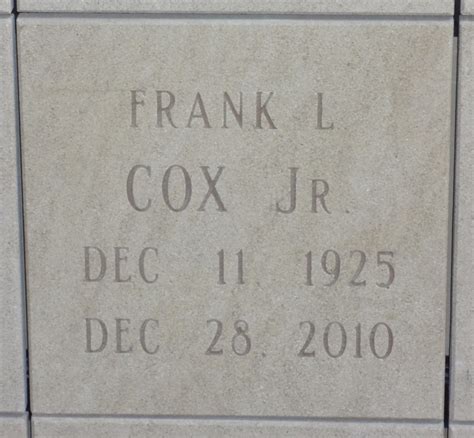 Frank L Cox Jr 1925 2010 Find A Grave Memorial