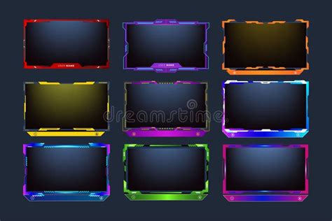 Futuristic Gaming Frame Border Bundle With Purple Red And Yellow