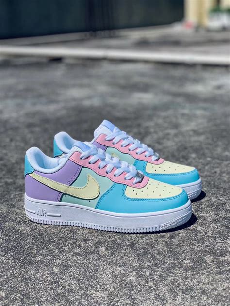 Pastel Multicolor Nike Air Force 1s Custom Sneakers Custom Etsy