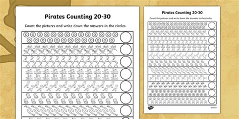 Counting Numbers 20-30 Worksheets