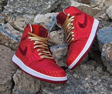 Air Jordan 1 Mid Red Python And Suede Croc By Jbf Customs Build