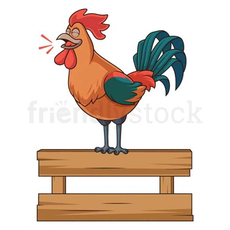 Cartoon Rooster Crowing Illustration Vector Clip Art Friendlystock