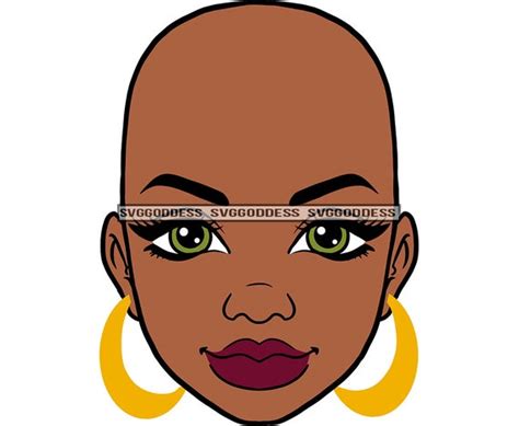 afro woman face eyelashes bald hairstyle sexy lips bamboo etsy