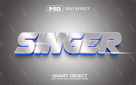 Effet De Texte 3d Argent Métallique Singer Fichier Psd Photoshop Gratuit