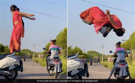 Saree Clad Girl Did Back Flip While Riding A Scooty Users Were Furious After Seeing The Stunt