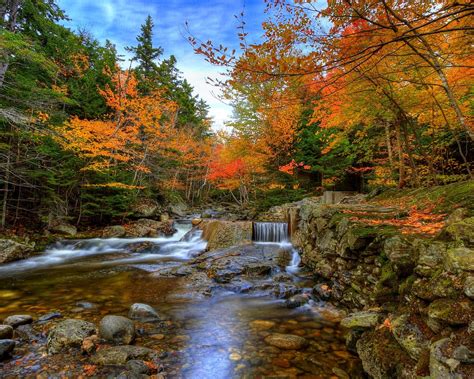 Seasons Autumn Forests Waterfalls Stones Nature 406481