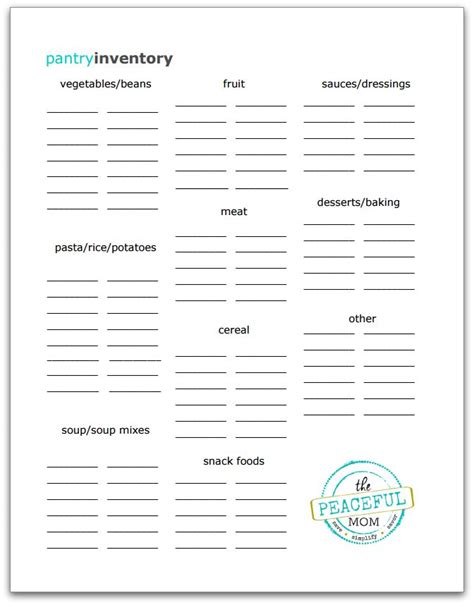 Free Pantry Inventory Printable The Peaceful Mom