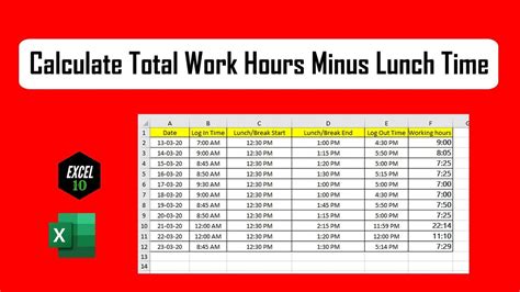 How To Calculate Total Work Hours Minus Lunch Time In Excel Excel