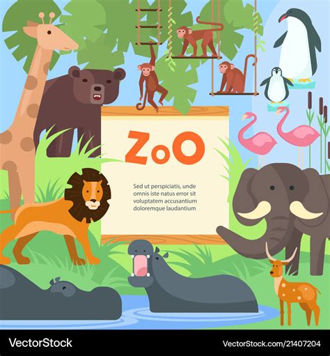 Zoo Animals Poster Template Royalty Free Vector Image