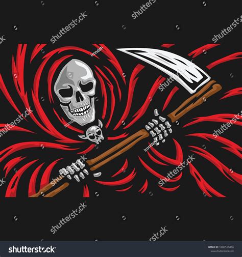 Skull Grim Reaper Sickle Logo Vector Stock Vector Royalty Free