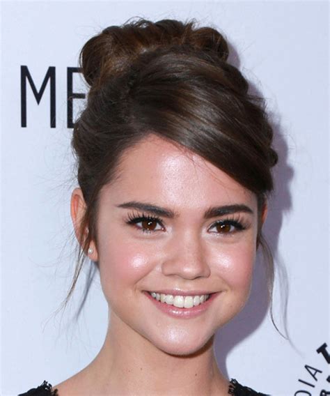 Maia Mitchell Long Wavy Formal Updo Hairstyle Chocolate Brunette Hair