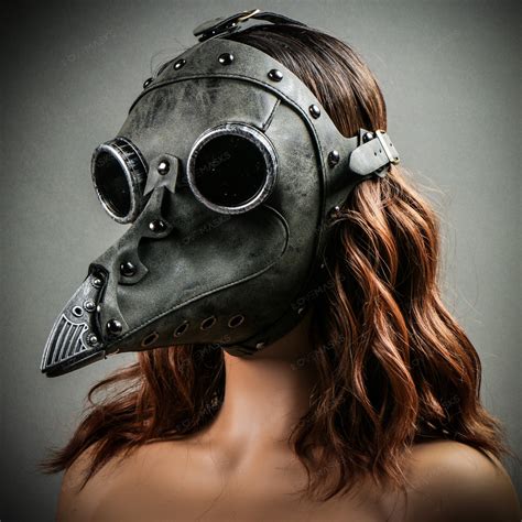 Steampunk Full Face Plague Doctor Mask Grey