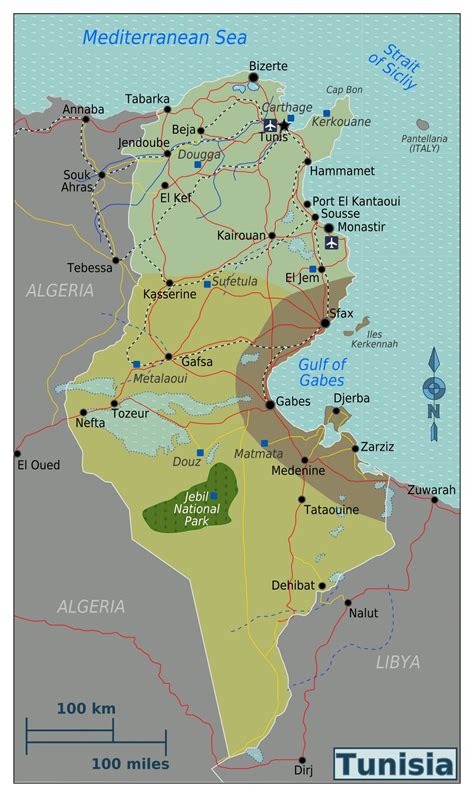 Large Detailed Regions Map Of Tunisia Tunisia Africa Mapsland