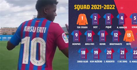 Ansu Fati Announced As New Fc Barcelona Number 10 Full Squad Reveal