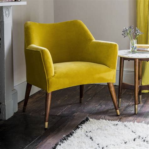 Astoria Chair In Mustard Yellow Velvet With Brass Caps Atkin And Thyme