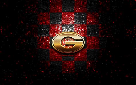 Download Wallpapers Georgia Bulldogs Glitter Logo Ncaa Red Black