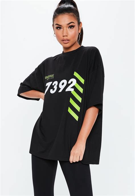 Black Oversized Graphic Front T Shirt Missguided