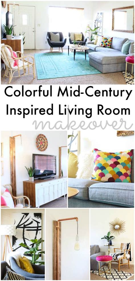 Colorful Mid Century Glam Living Room Makeover Classy