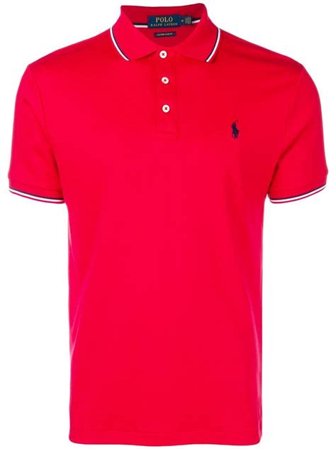 Polo Ralph Lauren Stripe Tipped Polo Shirt Red Ralph Lauren Store
