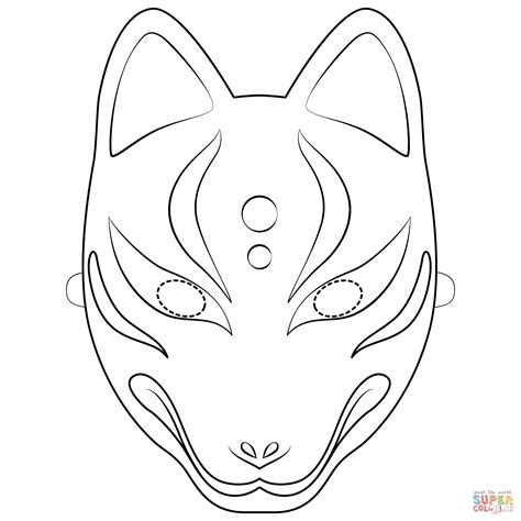 Dibujo De Máscara De Kitsune Para Colorear Dibujos Para Colorear