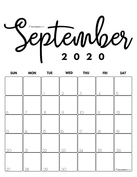 September 2023 Calendar Cute And Free Printables Saturdayt