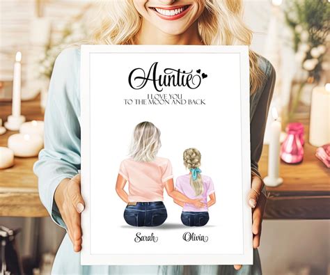 Personalized Aunt Gift From Nephew Or Niece Birthday Auntie Gift Family Portrait Custom Gift For