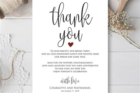 Wedding Thank You Note Printable Thank You Card Template 362872