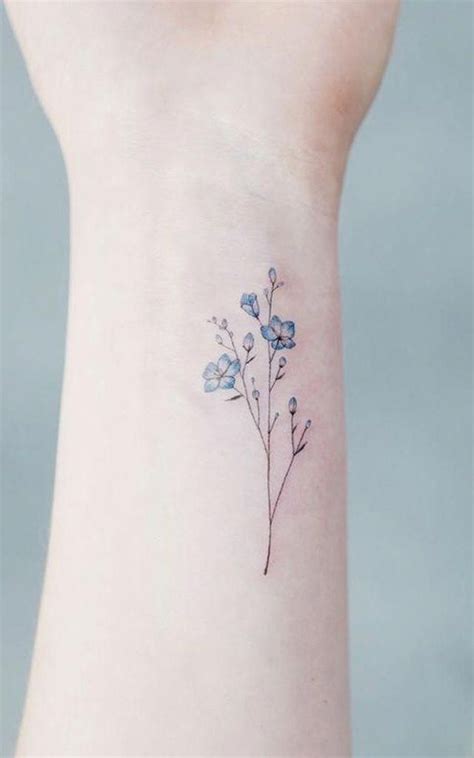 Wildflower Blue Watercolor Wrist Tattoo Ideas For Women Ideas De