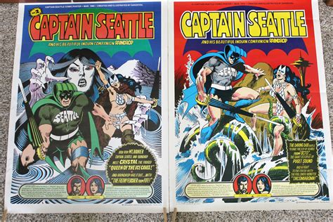 Original Lot 2 Captain Seattle Comic Posters, Vintage Sandoval #1