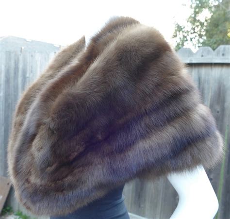 Phenomenal Real Sable Fur Luxury Vintage Stole Cape W Gem