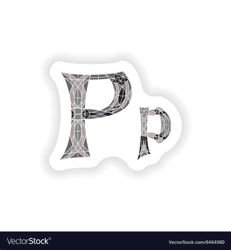 Sticker Low Poly Letter P In Gray Mosaic Polygon Vector Image