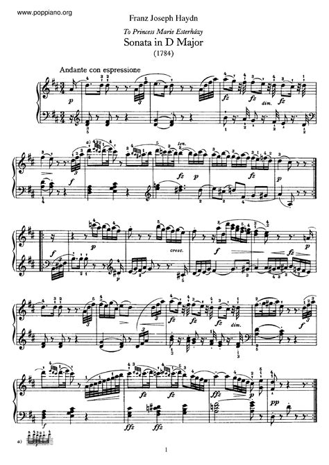 Haydn Sonata No42 In D Major Sheet Music Pdf Free Score Download