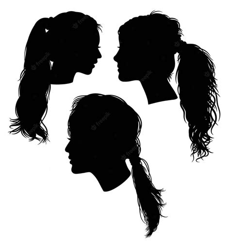 Premium Vector Girl Ponytail Hairstyle Set Silhouettes