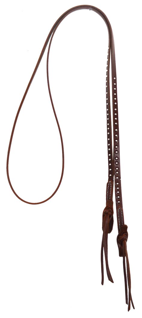 Dotted 58 Oiled Harness Leather Roping Rein With Pineapple Knots
