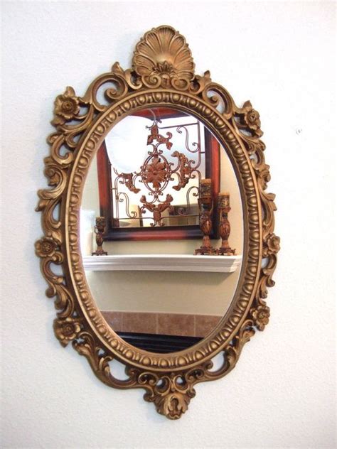 Vintage Ornate Gold Oval Framed Mirror By Knightandnole On Etsy 3200