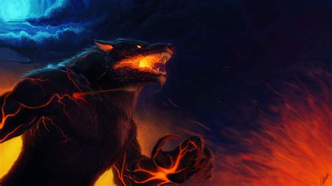 Werewolf Painting Fantasy Art Artwork Fenrir Smite Hd Wallpaper Wallpaper Flare