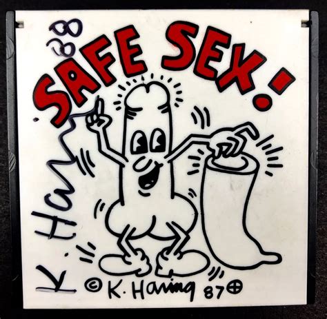 keith haring artist signed safe sex condom case ebay