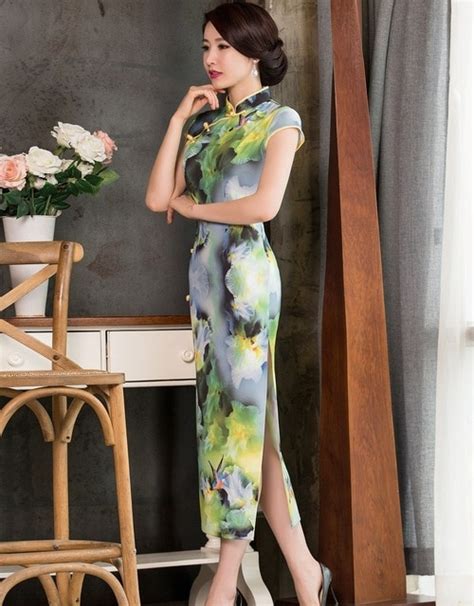 Buy Sexy High Slit Printed Slim Chinese Long Oriental