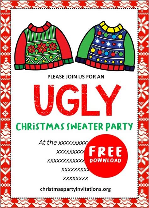 Free Printable Ugly Christmas Sweater Invitations