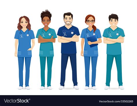 Multiethnic Nurse Characters Group Royalty Free Vector Image
