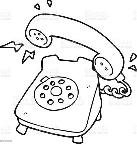 Black And White Cartoon Ringing Telephone Stock Illustration Download