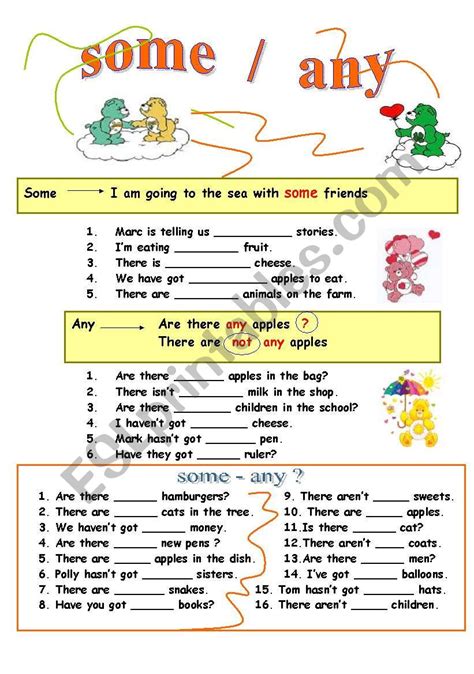 Some And Any Esl Worksheet By Anestis