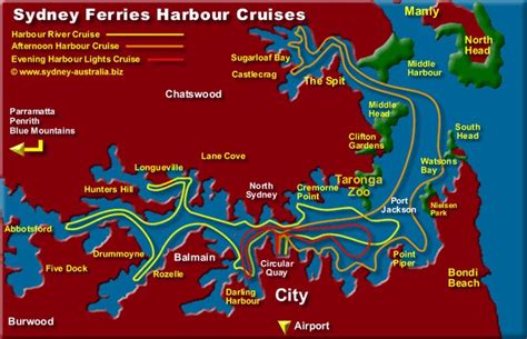 Sydney Harbour Map Info Cruises Where To Go Harbour Sydney